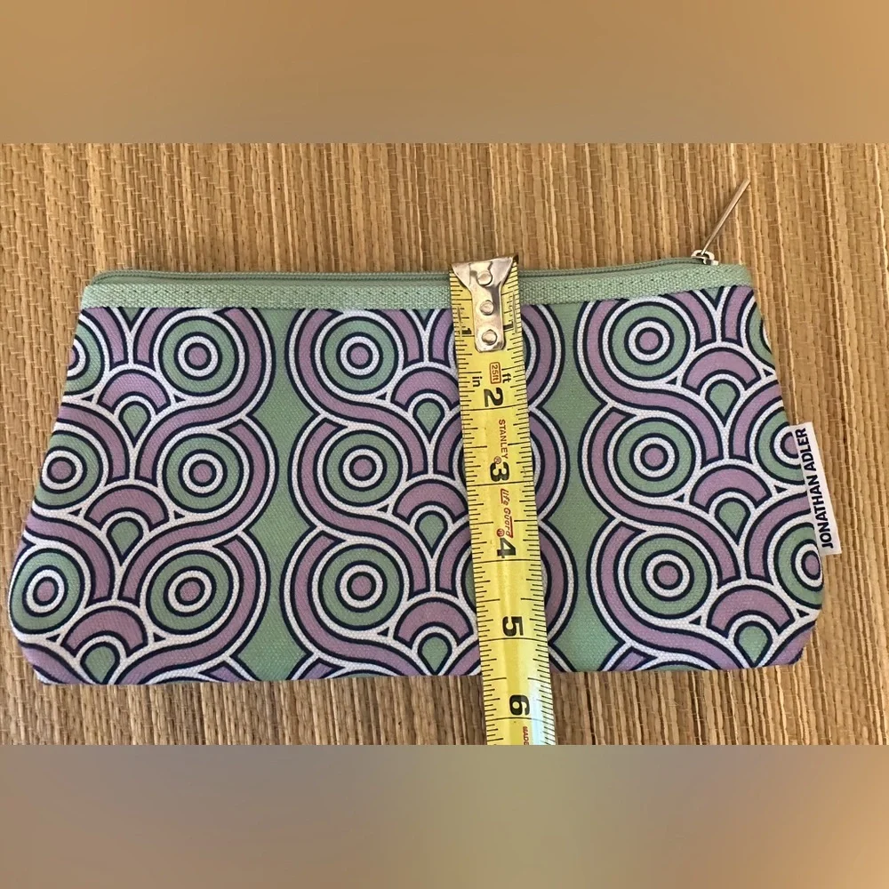Jonathan Adler x Clinique Green and Purple Patterned Clutch Makeup Bag